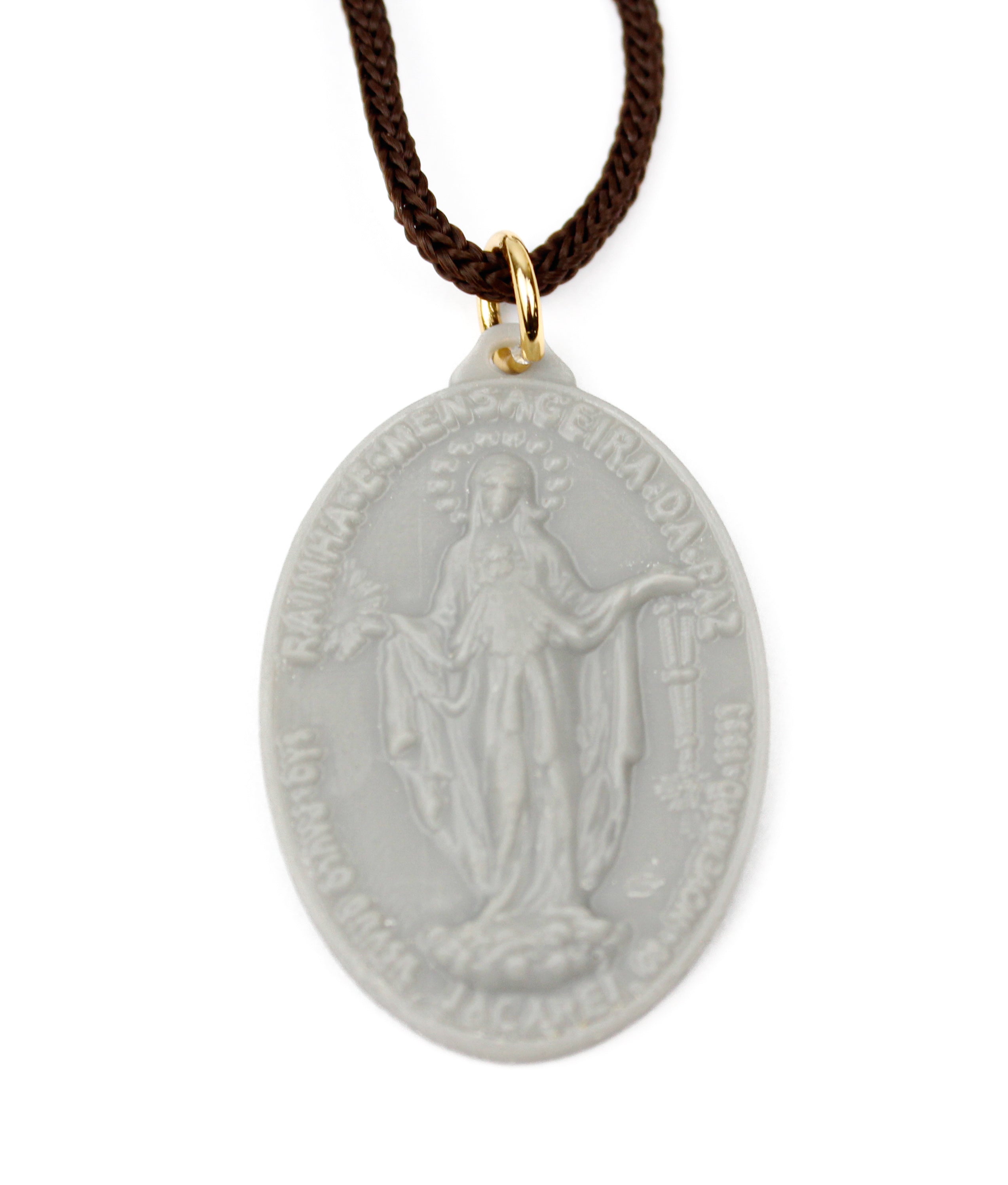 Medalha Milagrosa da Paz de resina 3D cinza Medalha Milagrosa da Paz de resina 3D cinza